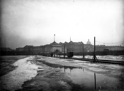 Electric Tramlines Laid on the Frozen Neva River by Russian Photographer